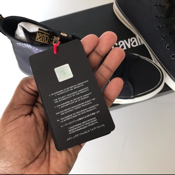 Roberto Cavalli Sport Black Snake Print Sneakers - Picture 7 of 8